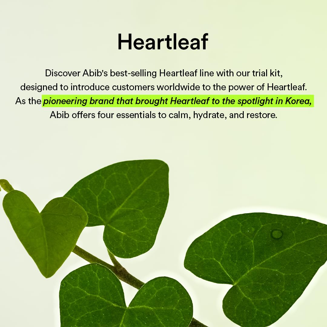 Abib Heartleaf Calming Trial Kit (Heartleaf foam 1.01 fl oz, Calming toner 1.01 fl oz, TECA capsule serum 0.50 , cream 0.67 fl oz) - Image 3
